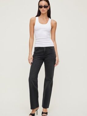 Dynamite Chiara Dark Grey Straight Leg Jeans Size 2 / 26 High Rise Denim